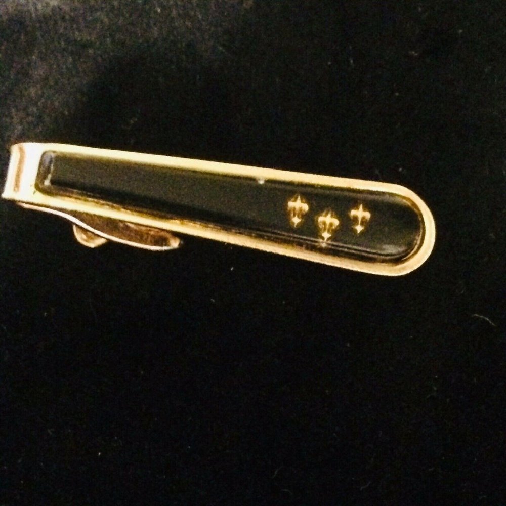 Saints Tie Clip Black and Gold Vintage Tie Bar Fle